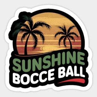 Sunset Bocce Ball: Beach Game Under Palm Trees Sticker